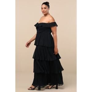 Lulu's Black Off-the-Shoulder Tiered Maxi Dress